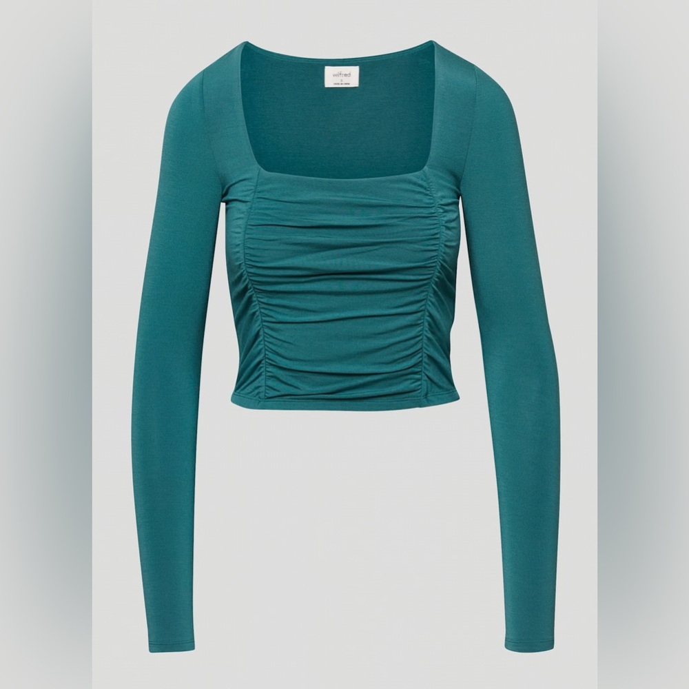Wilfred Teal Ruched Lydia Long Sleeve Blouse